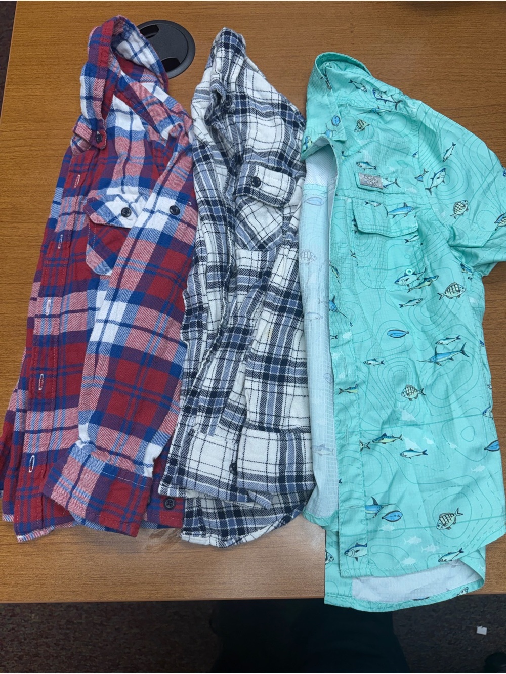 Kids Button-Down Shirt - Mint Green Fish Print